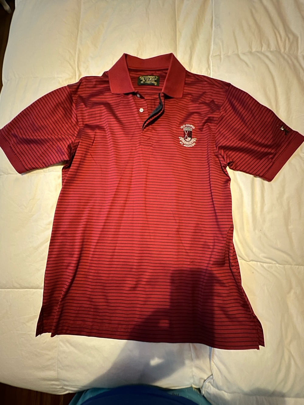 Men's Red Striped Polo Shirt